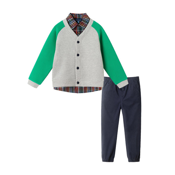 kids-buttondown-twill-pant-set-grey-cardigan Sophia's StyleSweater Set-1